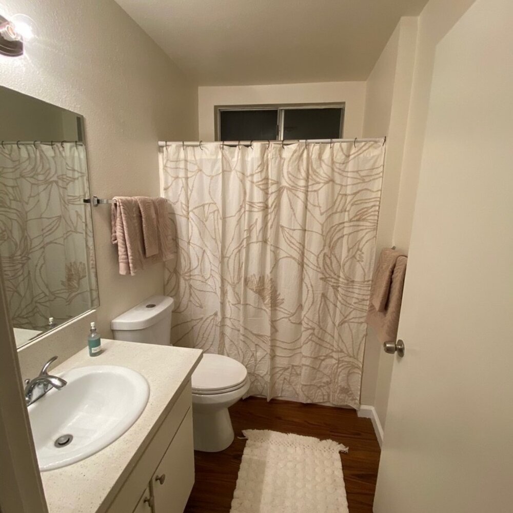 World Market Tufted Floral Pattern Shower Curtain with Ring Hook Beige 1 Piece - Picture 5 of 5